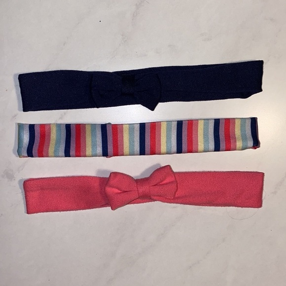 Bundle of 3 soft fabric stretchy elastic headbands for babies toddlers pink blue - Picture 2 of 5
